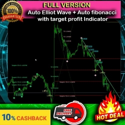 Auto Elliot Wave + Auto fibonacci with target profit Indicator + FREE GIFT 1 INDICATOR!!Super Deal!!